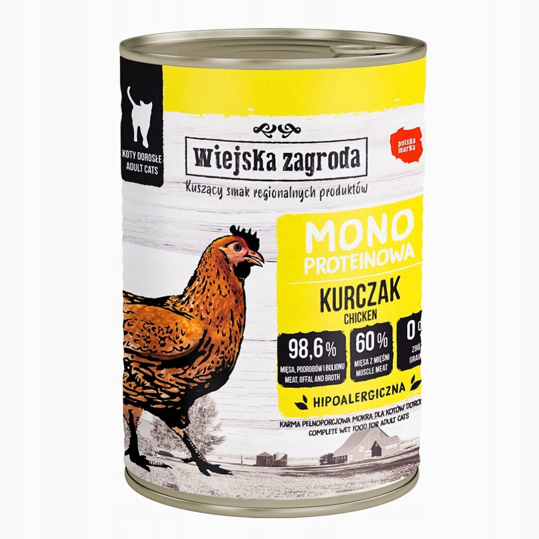 Wiejska Zagroda Mokra Karma Dla Kot Monobiałkowa WIELKI MIX 4 SMAKÓW 6x400g