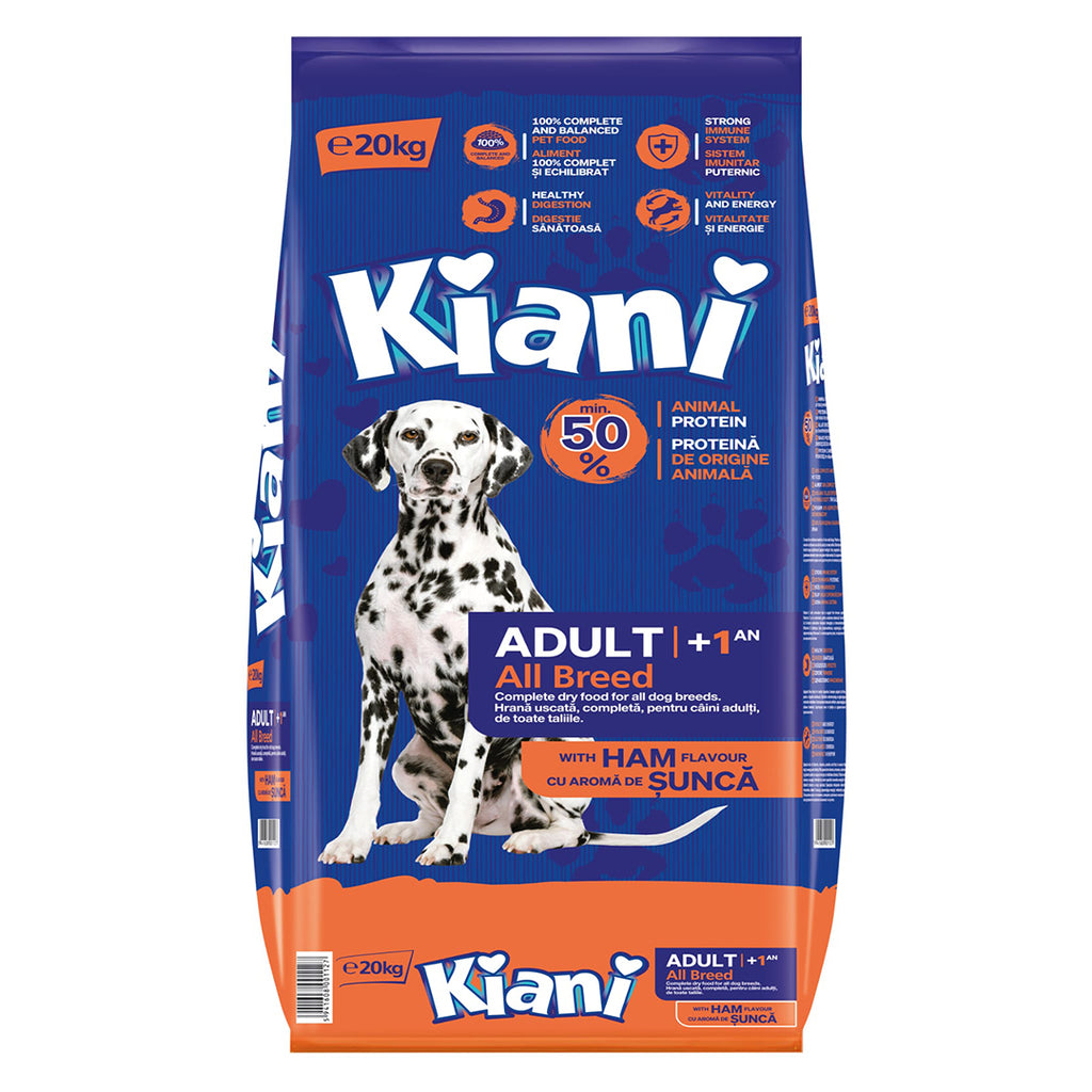 Sucha Karma dla Psa KIANI O Smaku Szynki Z Witaminami Owczarek 20kg