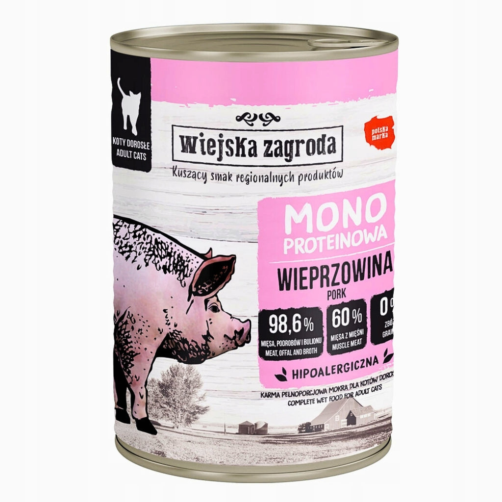 Wiejska Zagroda Mokra Karma Dla Kot Monobiałkowa WIELKI MIX 4 SMAKÓW 6x400g