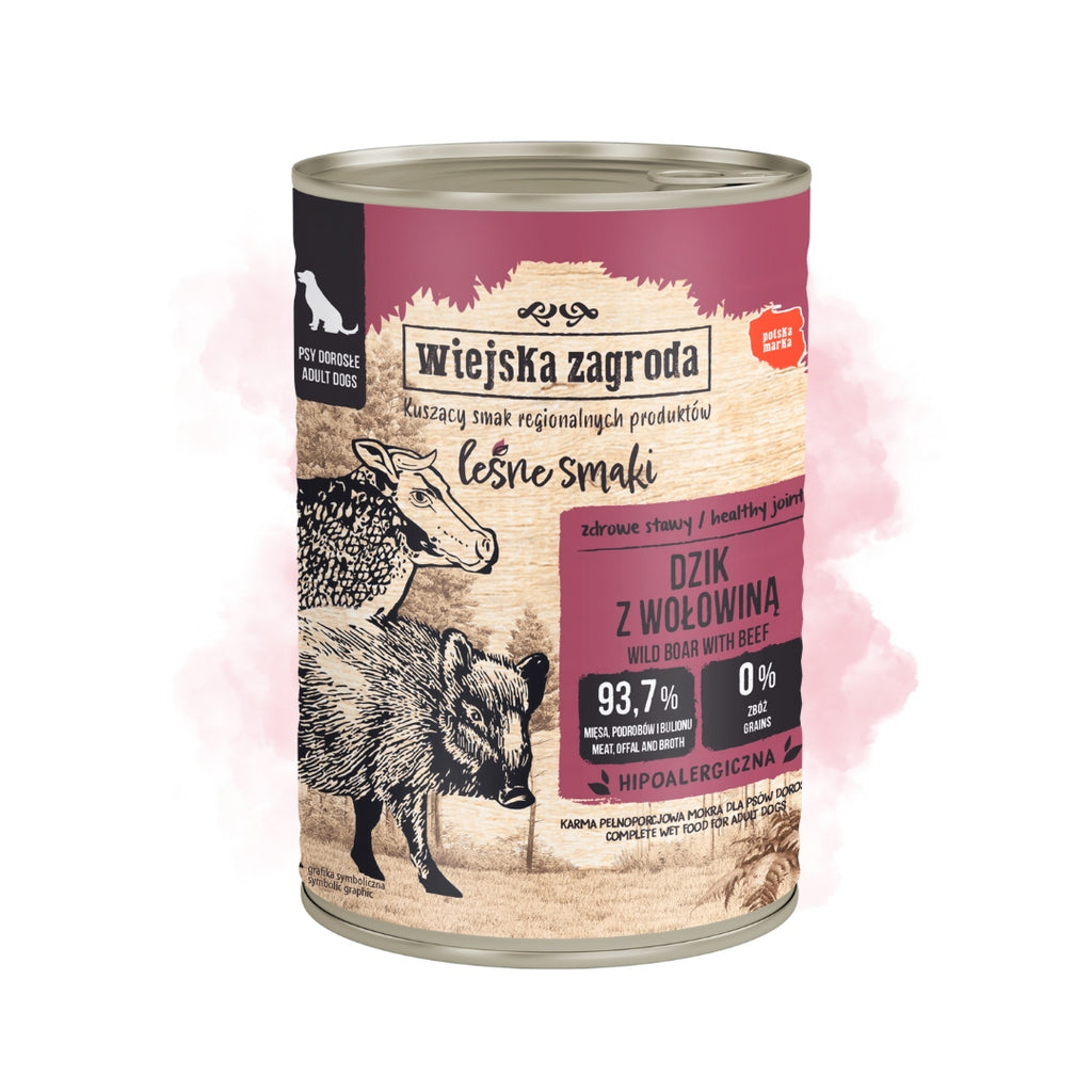 Wiejska Zagroda Mokra Karma Dla Psa Leśne smaki Dzik z wołowiną 400g
