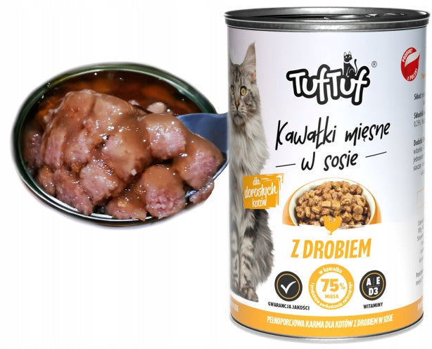 TufTuf Mokra Karma Dla Kota Kawałki W Sosie WIELKI MIX 3 Smaków 24x415G