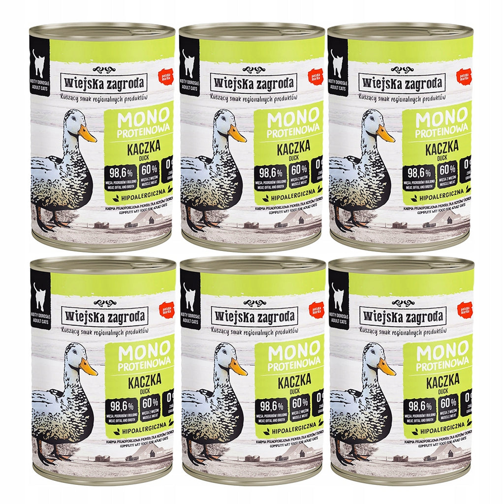 Wiejska Zagroda Mokra Karma Dla Kota Monobiałkowa Kaczka 6x400g