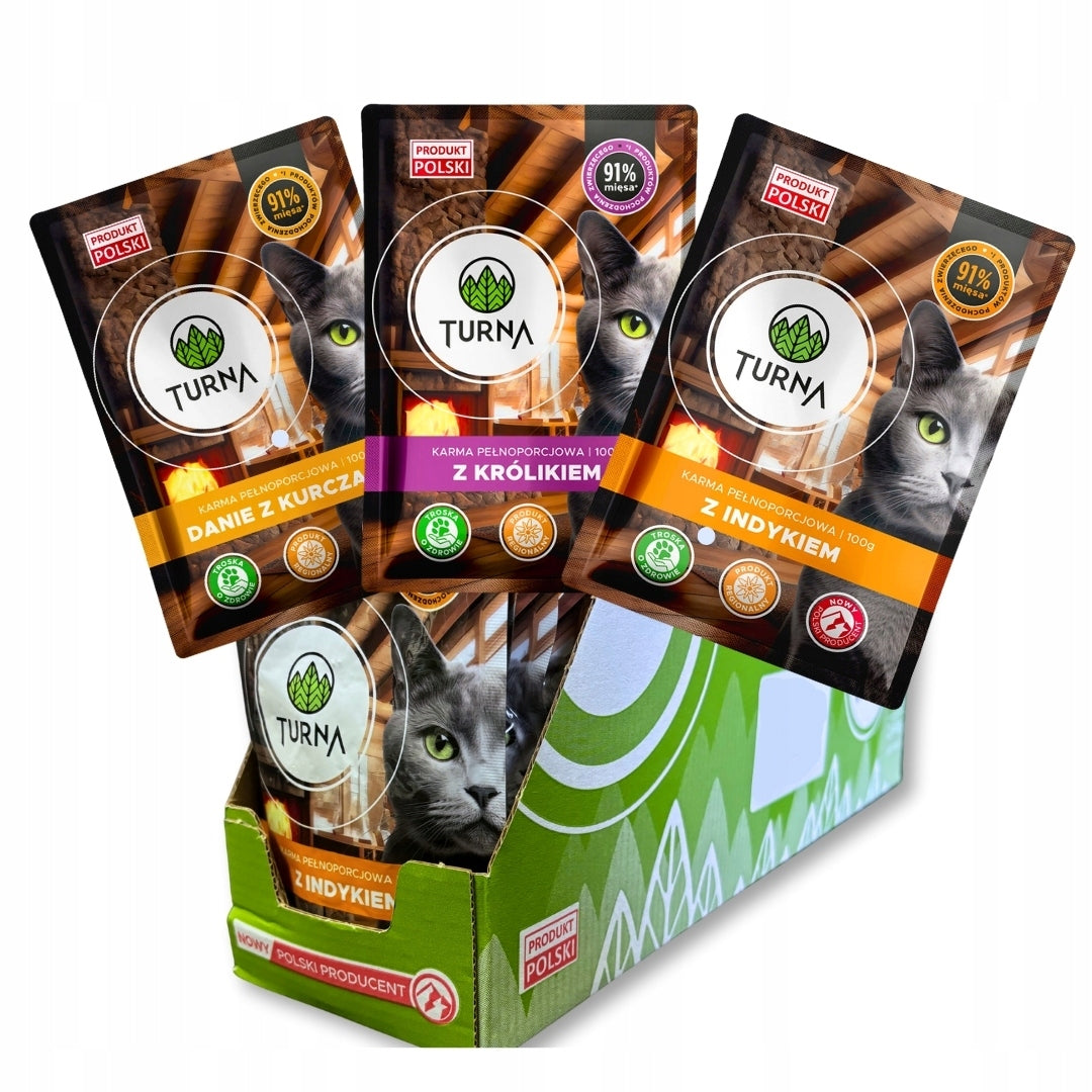 TURNA Mokra Karma Dla Kota WIELKI MIX 3 Smaków Bez Ryby 72x100g