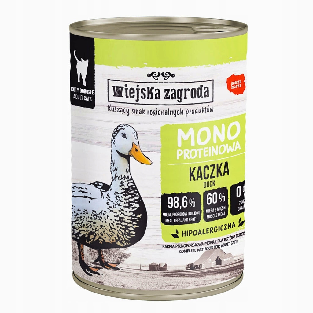 Wiejska Zagroda Mokra Karma Dla Kot Monobiałkowa WIELKI MIX 4 SMAKÓW 6x400g