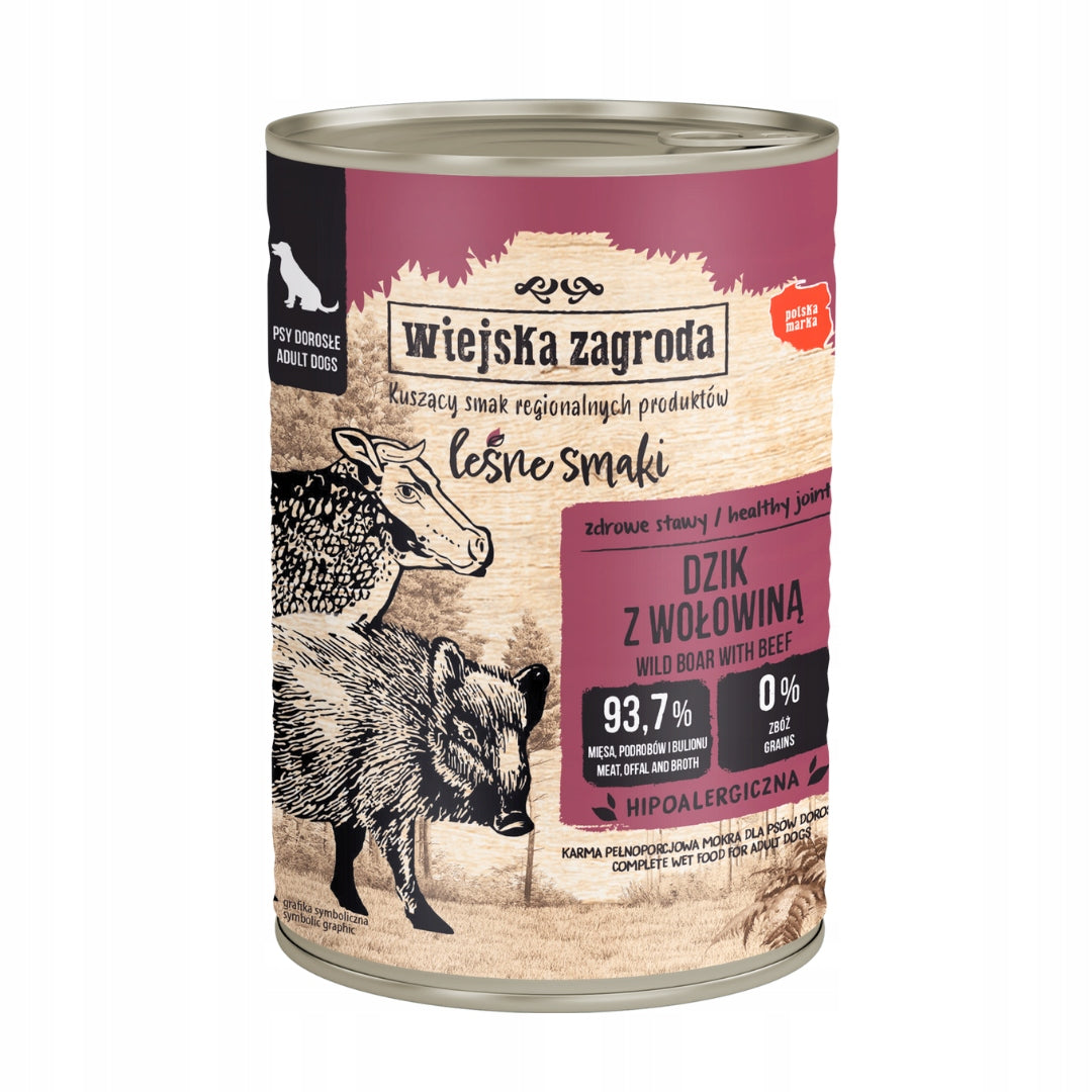 Wiejska Zagroda Mokra Karma Dla Psa WIELKI MIX 3 smaków Leśne smaki 6x400g