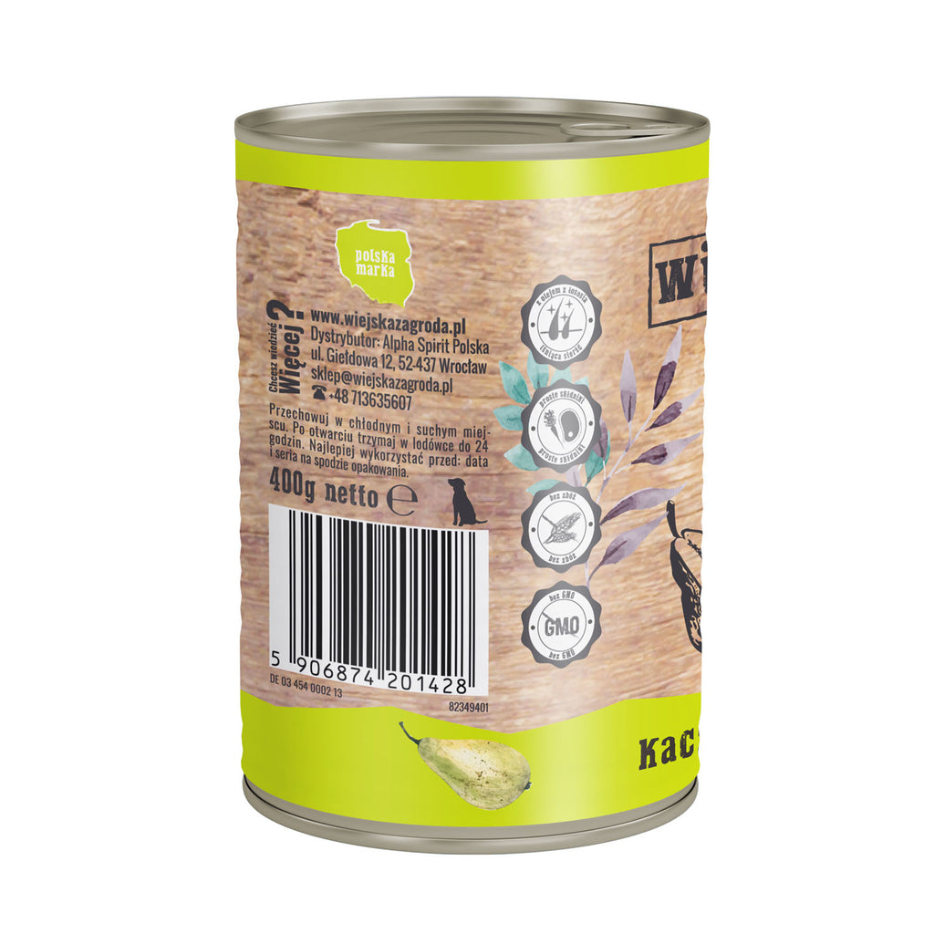 Wiejska Zagroda Mokra Karma Dla Psa Kaczka z Gruszką 6x400g
