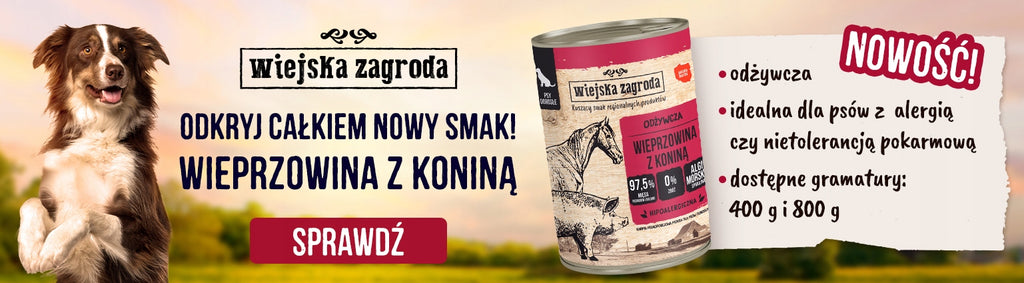 WIEJSKA ZAGRODA Mokra Karma Dla Psa Wieprzowina Koniną 97% Mięsa 400g