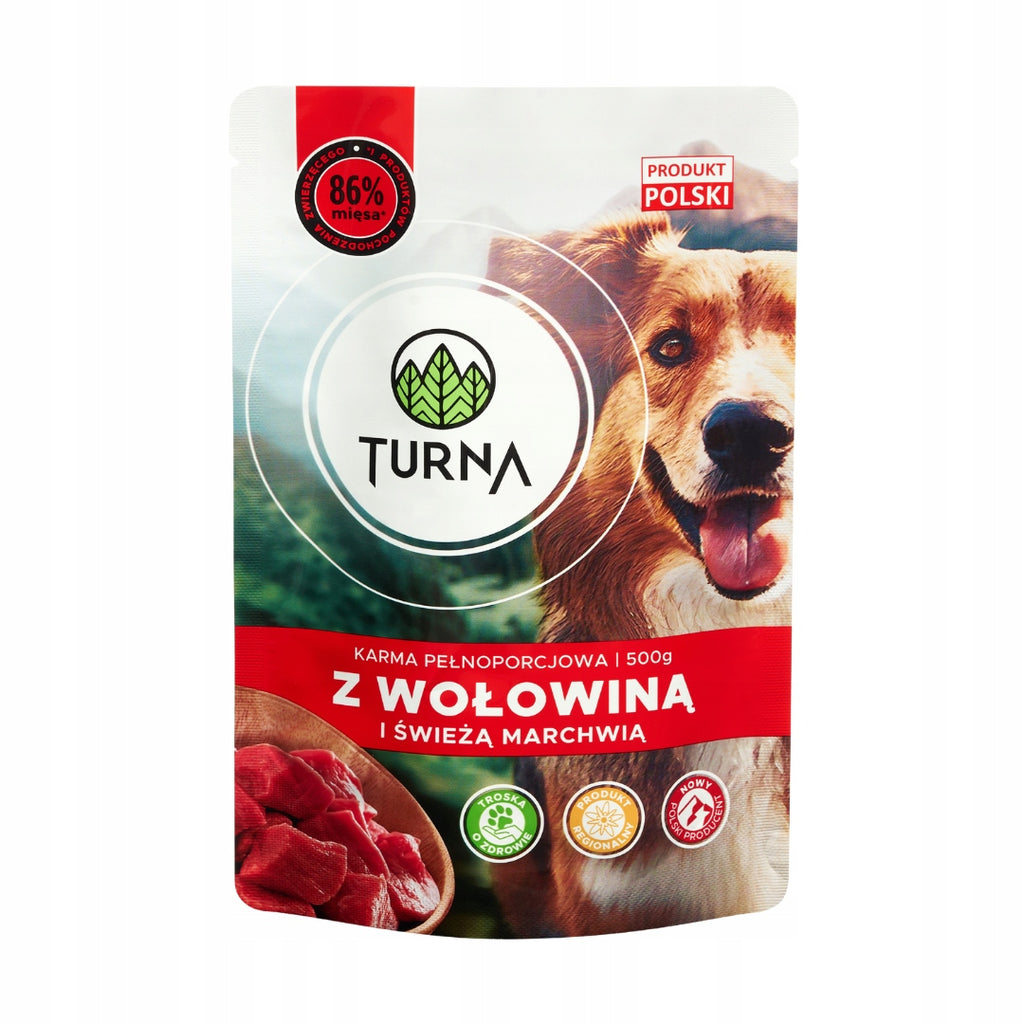 Mokra Karma Dla Psa Turna WIELKI MIX 4 Smaków 86% Mięsa Saszetka 12x500g