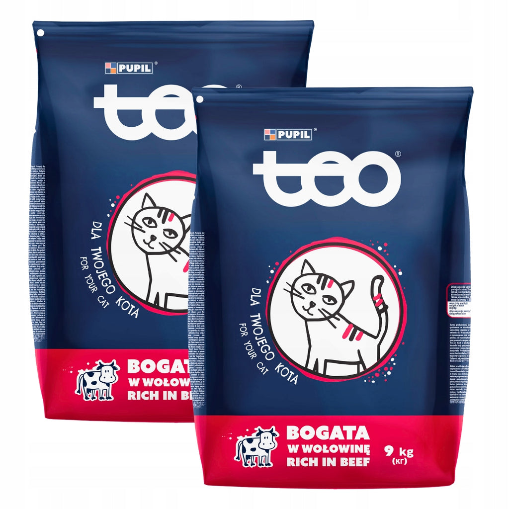 TEO Sucha Karma Dla Kota Bogata w WOŁOWINA 32% Mięsa 2x9kg 18kg
