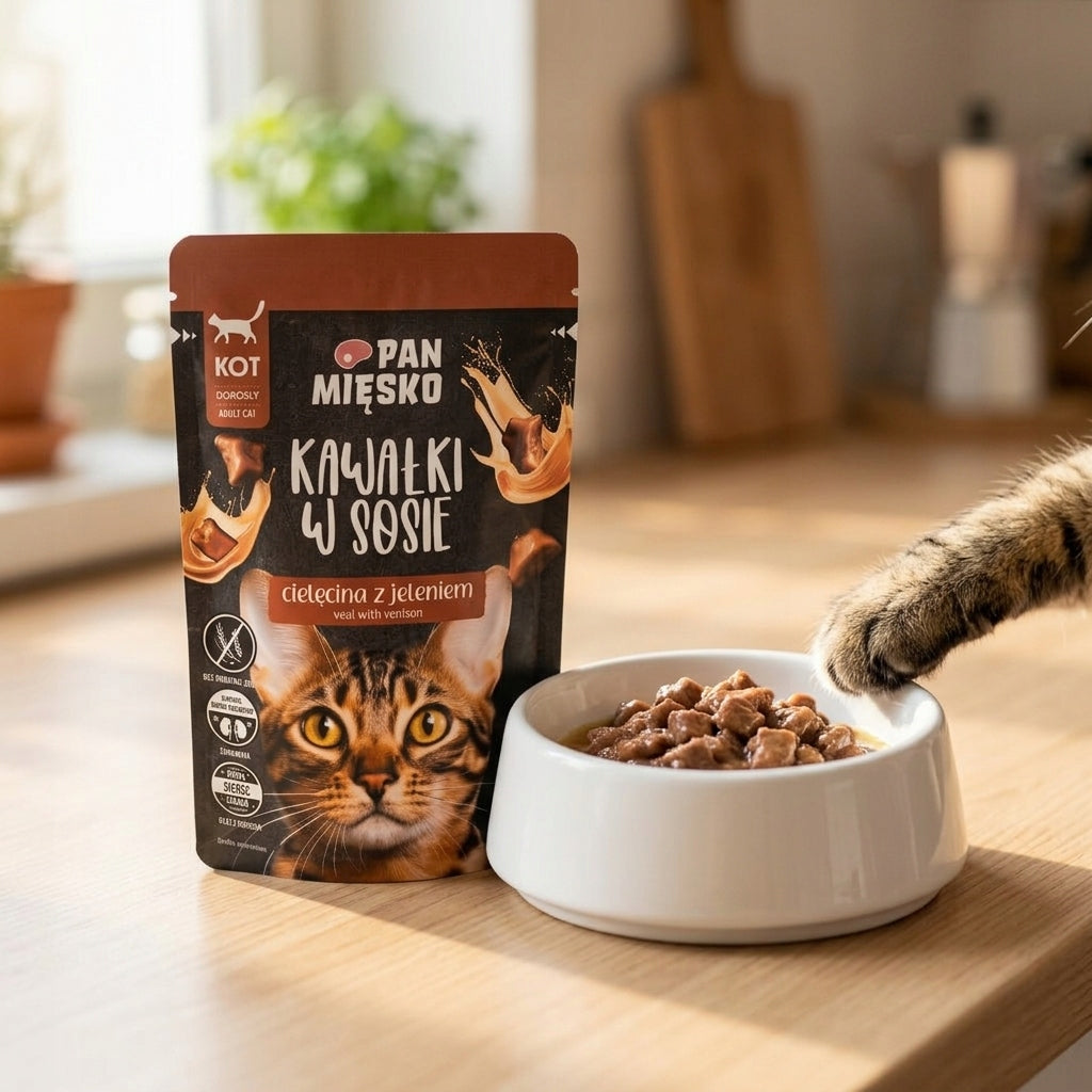 Pan Mięsko Mokra Karma Kot Kawałki W Sosie ZESTAW PRÓBNY 4 Smaków 4x85g