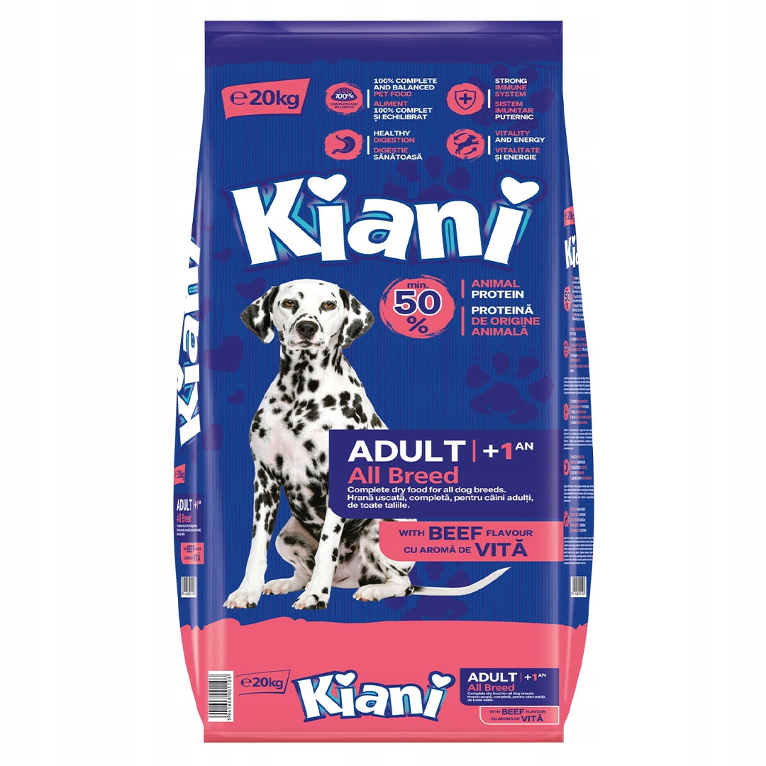 Sucha Karma dla Psa KIANI Wołowina Z Witaminami Owczarek Labrador 20kg